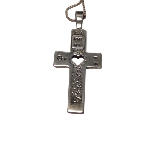 Carolyn Pollack/Roderick Tenorio Sterling Silver 14K Cross Pendant on SS Chain - Picture 2 of 4